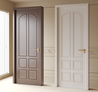 French Single Door Bedroom Door 3d model