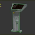 Interactive Standalone Touchscreen Kiosk With Blue Interface And Gray Body