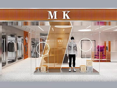 Modern Clothing Store Interior With Window Display Mannequin Fashion Apparel And Decorative Elements 3d model