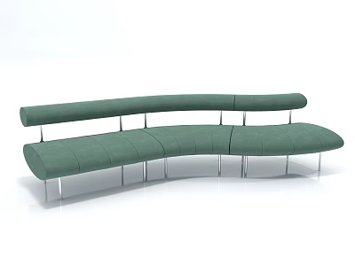 Green Curved Sectional Sofa With Metal Legs Modern Living Room Furniture 3d model