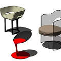 Modern Black Accent Chair With Flowing Red Base And Unique Design 3d model