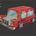 Red Blocky Pixel Art Car With Blue Windows And Front Grille 3d model