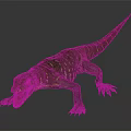 Realistic Green Lizard With Yellow Spots And Open Mouth On Gray Gradient Background