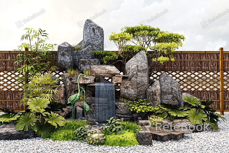 Courtyard landscape rockery waterscape water drop stone tree landscape tree stone model