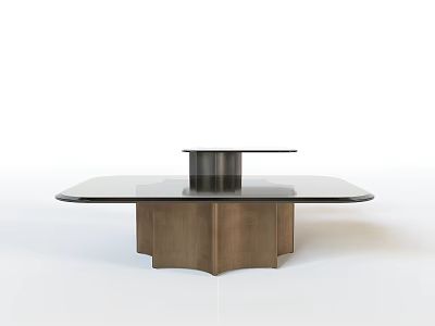 Modern Coffee Table With Glass Top And Wooden Base For Living Room Decor 3d model
