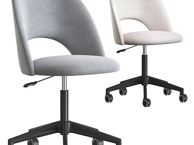Gray and Beige Modern Minimalist Office Chairs with Adjustable Height and Caster Wheels 3d model