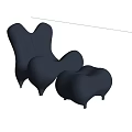 Unique Black Bean Bag Chair With Matching Ottoman In Bright Modern Room