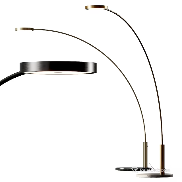 Modern Arc Floor Lamp With Metal Stand And Round Lampshade For Interior Decor 3d model 