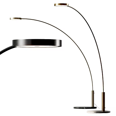 Modern Arc Floor Lamp With Metal Stand And Round Lampshade For Interior Decor 3d model