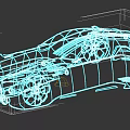 Modern Sports Car Wireframe Design With Sleek Outline And Detailed Illustration
