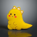 Cute Yellow Cartoon Dinosaur Plush Toy Character with Small White Horns and Pink Cheeks