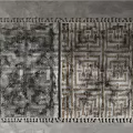 Square Rugs With Geometric Patterns Gray Brown Fringed Edges Home Decor 3d model