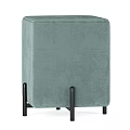Modern Upholstered Ottoman Footstool With Black Metal Legs In Various Colors