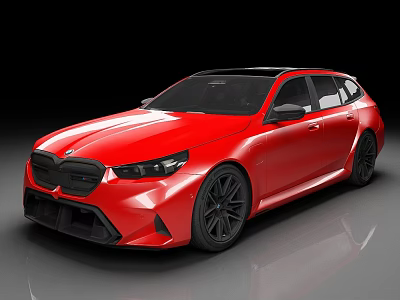 Modern Red Sporty Wagon Car With Sleek Exterior And Black Wheels 3d model