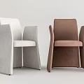 Modern White and Brown Dining Chairs with Sleek Armrests and Backrests