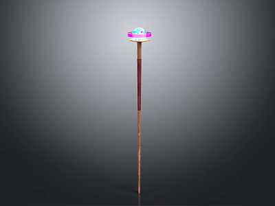 Colorful Decorative Floor Lamp With Pink Shade And Wooden Stand 3d model
