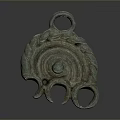 Vintage Bronze Household Ornament With Spiral Leaf Design And Hanging Loop