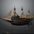 Vintage Sailing Ship Model Featuring Multiple Masts Canvas Sails And Detailed Wooden Structure