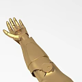 Ornamental Decorative Set Featuring Golden Armored Mechanical Arm with Palm Up Design