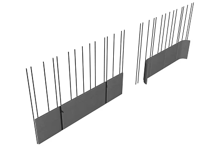Modern Bedroom Accent Wall Design With Vertical Gray Strips And Panels 3d model