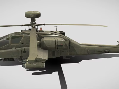 3D Rendered Green Military Helicopter With Rotor Blades Radar And Weapon Mounts 3d model