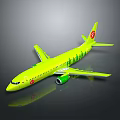 Bright Yellow Aerospace Vehicle With Green Tree Patterns And Red Tail Logo For Cosmic Exploration