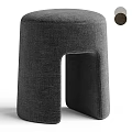 Sofa Stool In Beige Linen Fabric With Modern Minimalist Design And Solid Structure 3d model