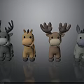 Colorful Cartoon Animal Stuffed Dolls Deer Horse And Donkey Arranged In Row