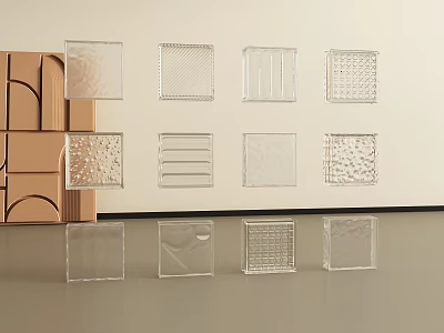 Transparent Glass Squares With Various Textures And Geometric Patterns 3d model