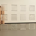 Transparent Glass Squares With Various Textures And Geometric Patterns 3d model