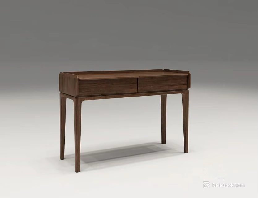 Modern Wooden Dresser With Two Drawers And Slim Legs For Bedroom Interior 3d model 