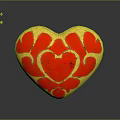 Elegant Heart Shaped Decorative Ornament With Red Center And Gold Decorative Patterns
