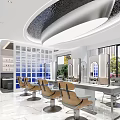 Modern Beauty Hair Salon Interior Design With Styling Chairs Mirrors And Marble Floor