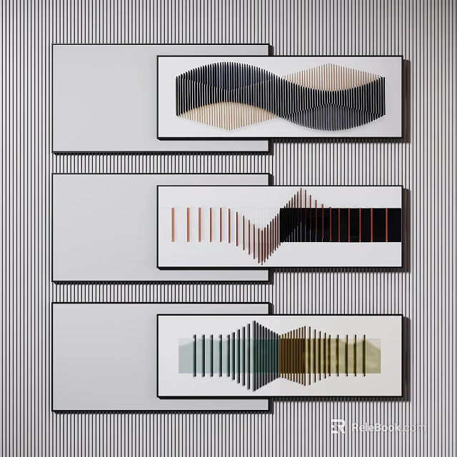 Abstract Geometric Artwork With Linear Patterns And Layered Designs 3d model