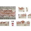 Distressed Brick Wall Textures With Peeling Plaster And Various Damaged Sections 3d model