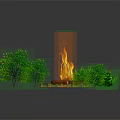 Garden Decor With Circular Fire Pit And Lush Green Plants Surrounding Bushes