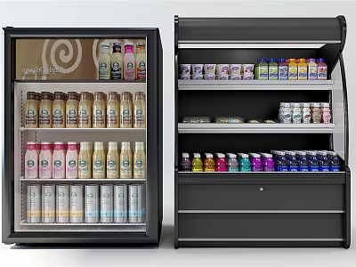 Refrigerator Freezer With Transparent Door And Assorted Beverage Storage Shelves 3d model