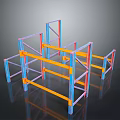Colorful Metal Frame Structures With Interconnected Geometric Design And Reflective Surfaces 3d model