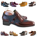 Various Color Leather Dress Shoes With Fringe Buckle And Classic Design Styles