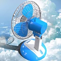 Modern Household Electric Fan With Blue Blades Speed Control And Blue Base Design