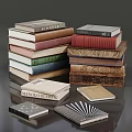 Classic Vintage Stacked Books With Various Colored Covers And Notebooks