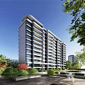Modern High Rise Residential Building in Community With Lush Green Surroundings