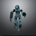 Blue Mechanical Robot Character With Detailed Arms And Standing Sci Fi Design