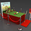 Angry Birds Themed Exhibition Display Shelf With Green Counter Red Ropes Carpet And Ladder