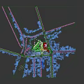 Modern Commercial Street With Waterfront Views Lush Greenery And Pedestrian Walkways