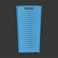 Blue Plastic Laundry Basket With Perforated Design Lid And Side Handle