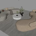 Modern Sofa Coffee Table Combination Curved Sofa Coffee Table Sofa 3d model