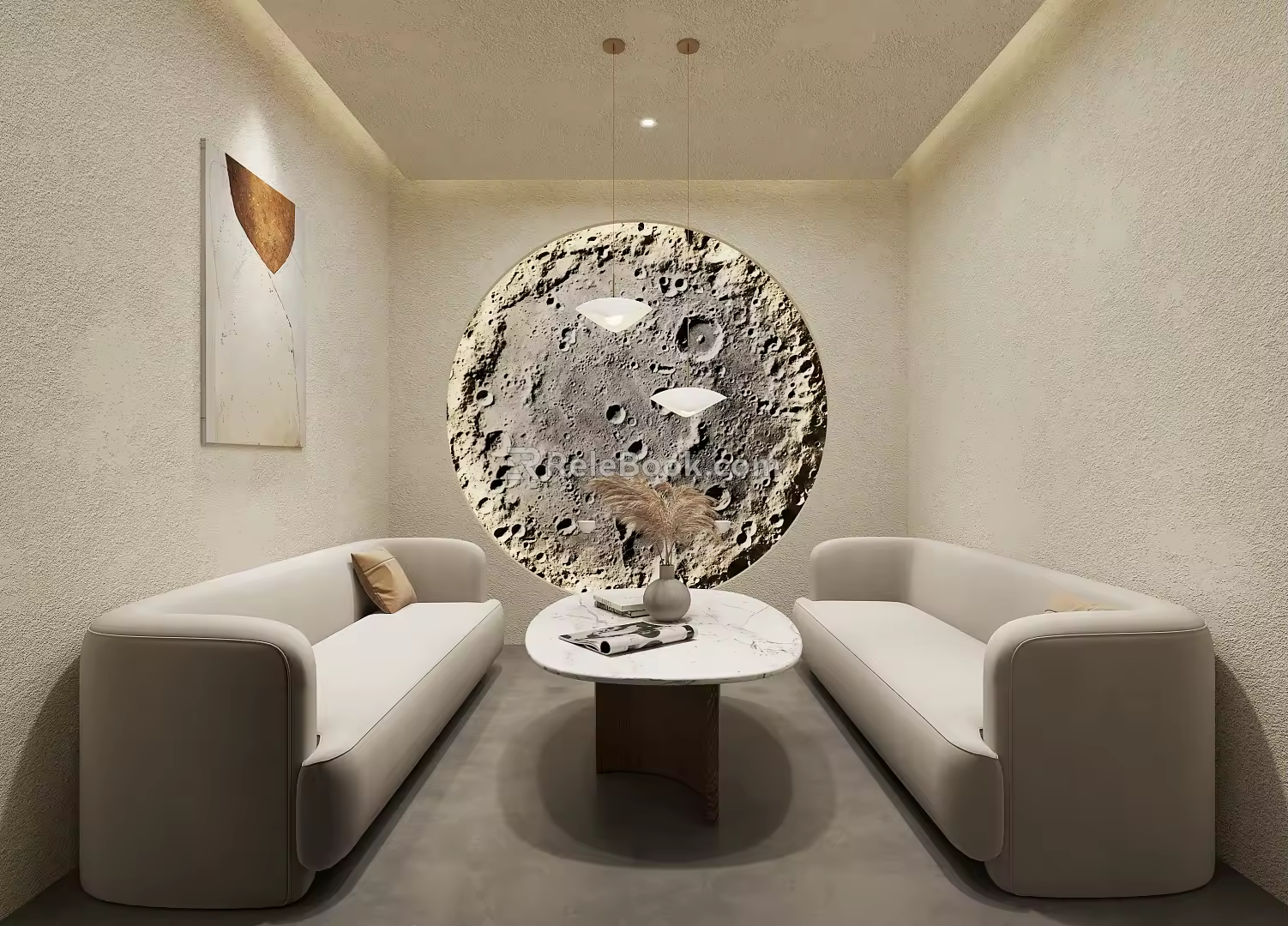 Quiet Style Tea Room Living Room Club Private Space Sofa Tea Table 3d model