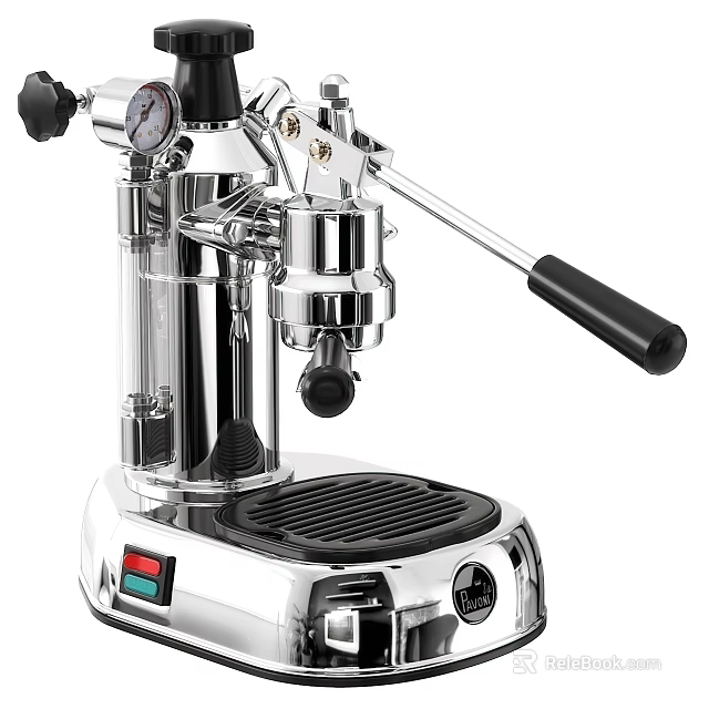Kitchen Appliance Stainless Steel Manual Espresso Machine With Pressure Gauge And Transparent Water Tank 3d model 