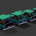 Vintage Green Small Cars Lined Up With Retro Design And Classic Features